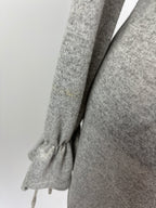 Coverstitched Gray Open-Sleeve Sweater – Size XL
