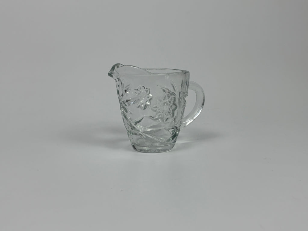 Vintage Pressed Glass Creamer – 4″ Tall, Floral Pattern