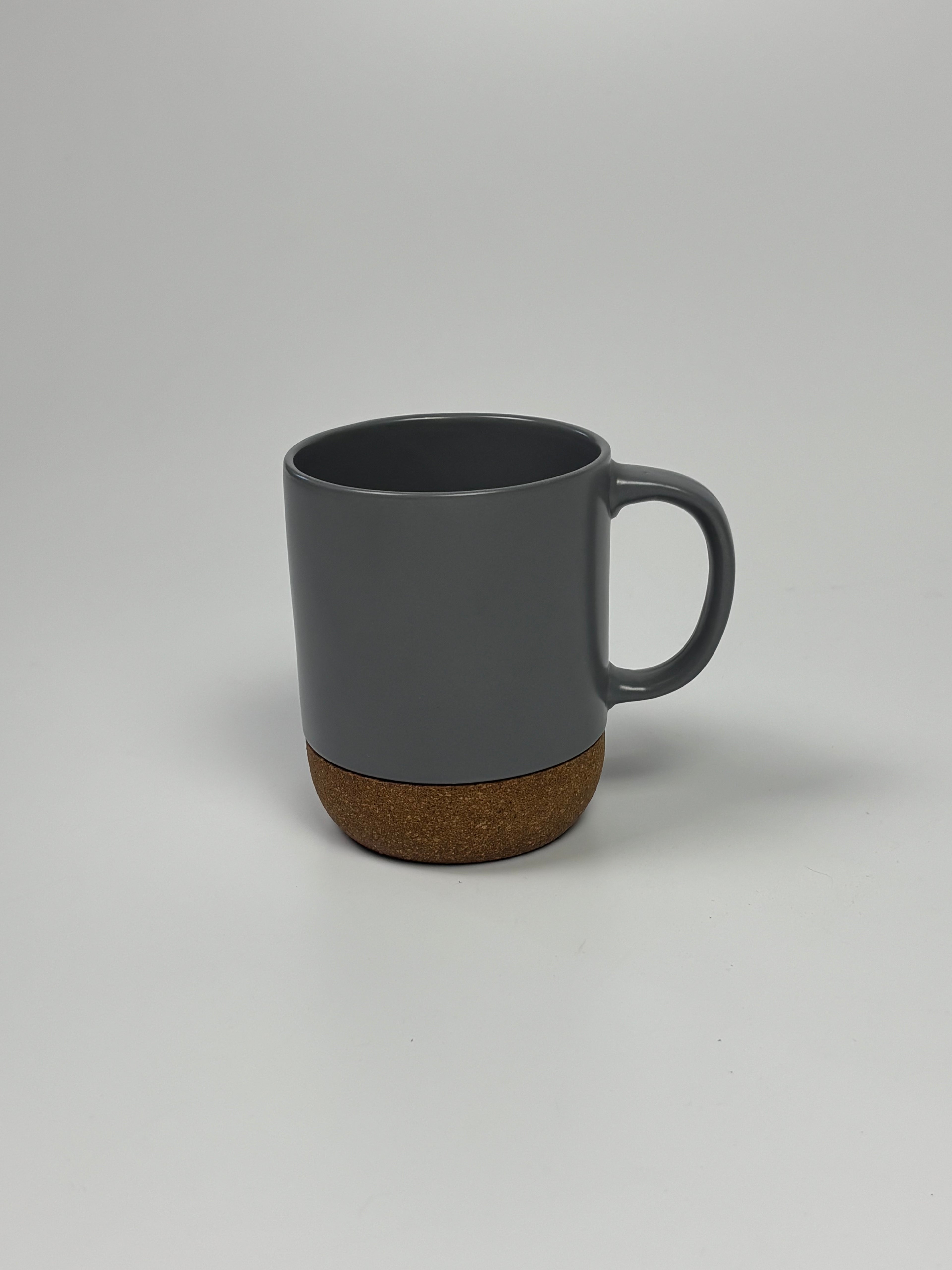 Gray Ceramic Mug with Cork Bottom – 11″ Circumference