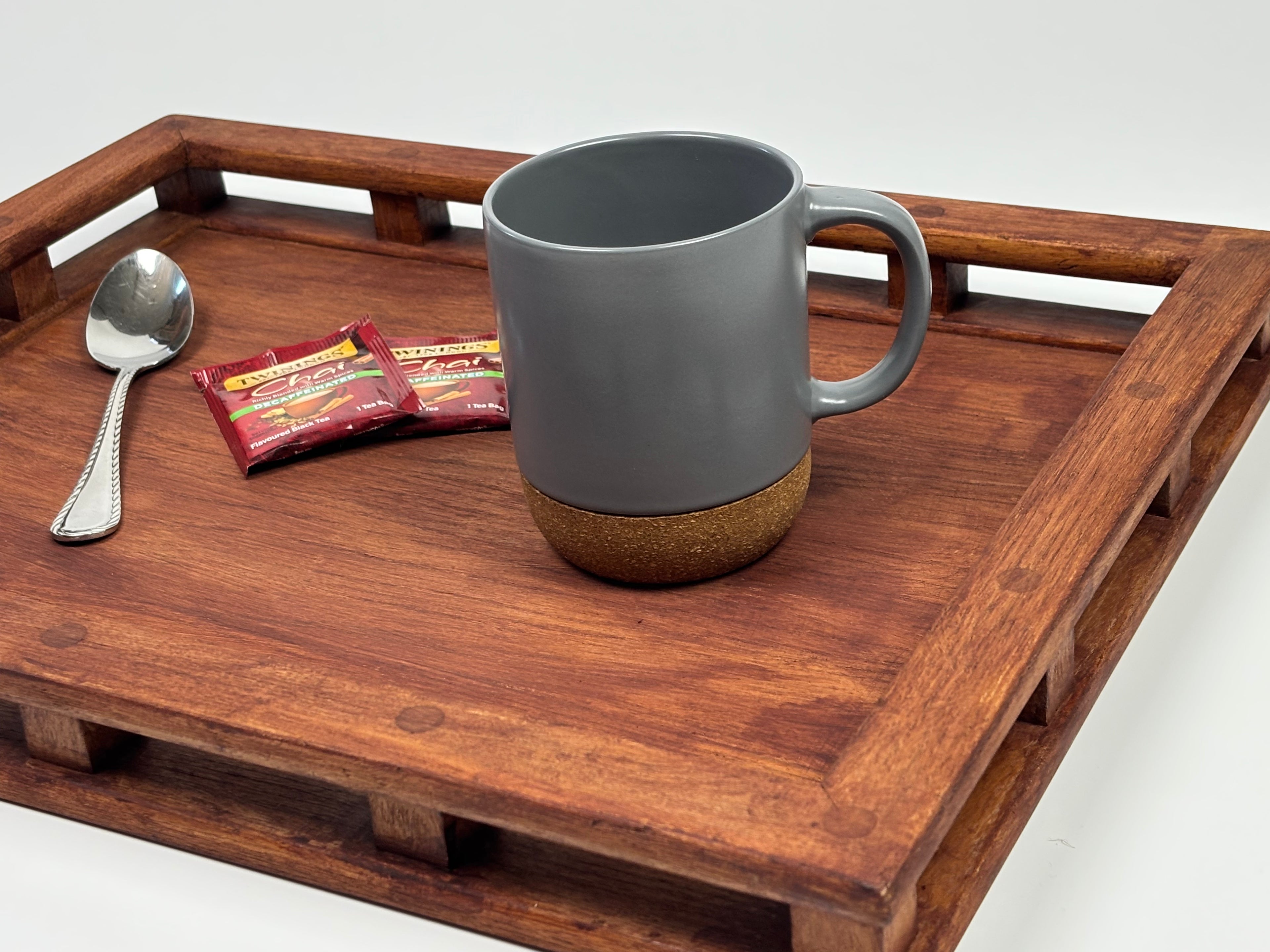 Gray Ceramic Mug with Cork Bottom – 11″ Circumference