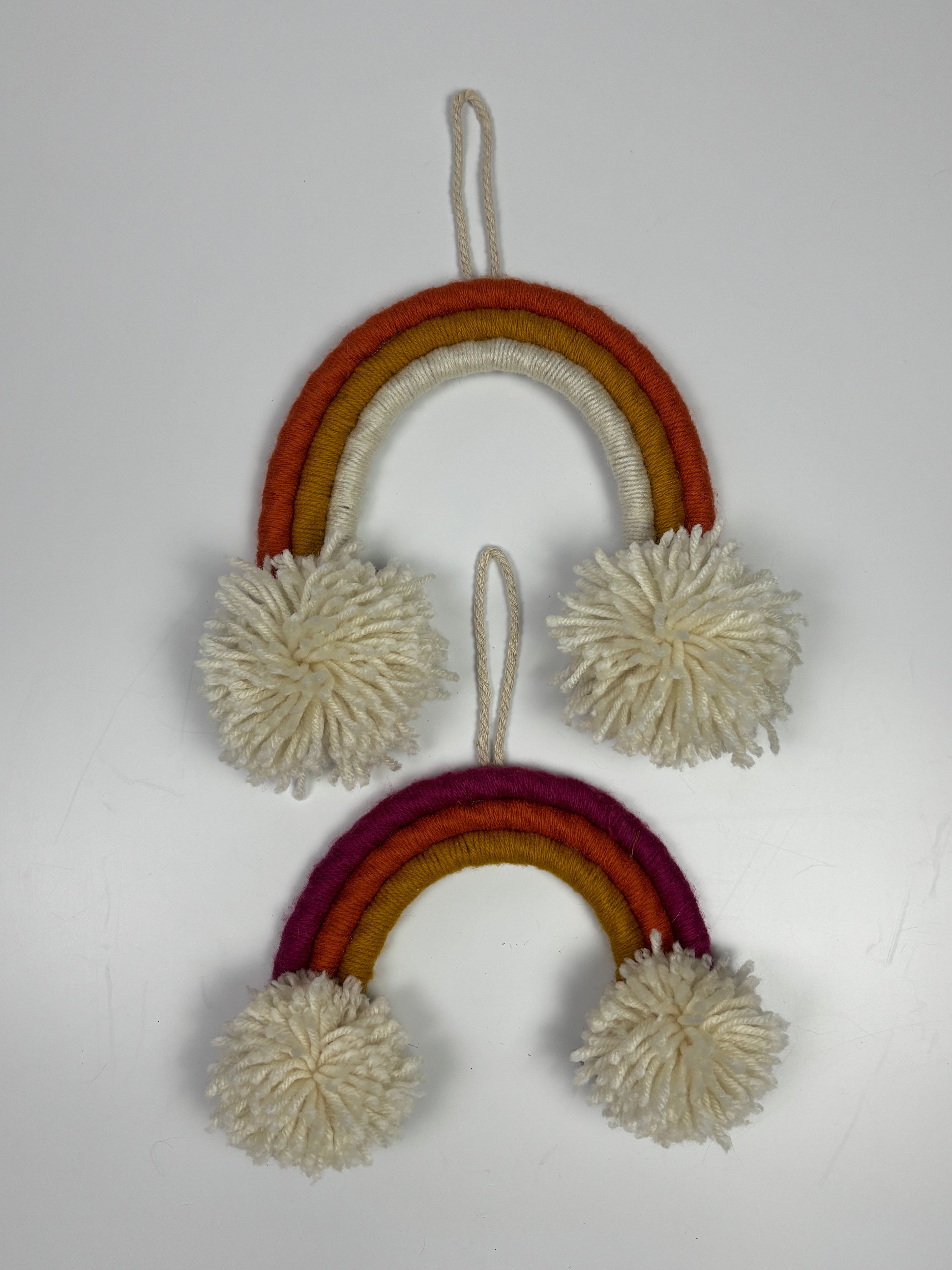 Set of 2 Rainbow Wall Hangings – Yarn & Burlap