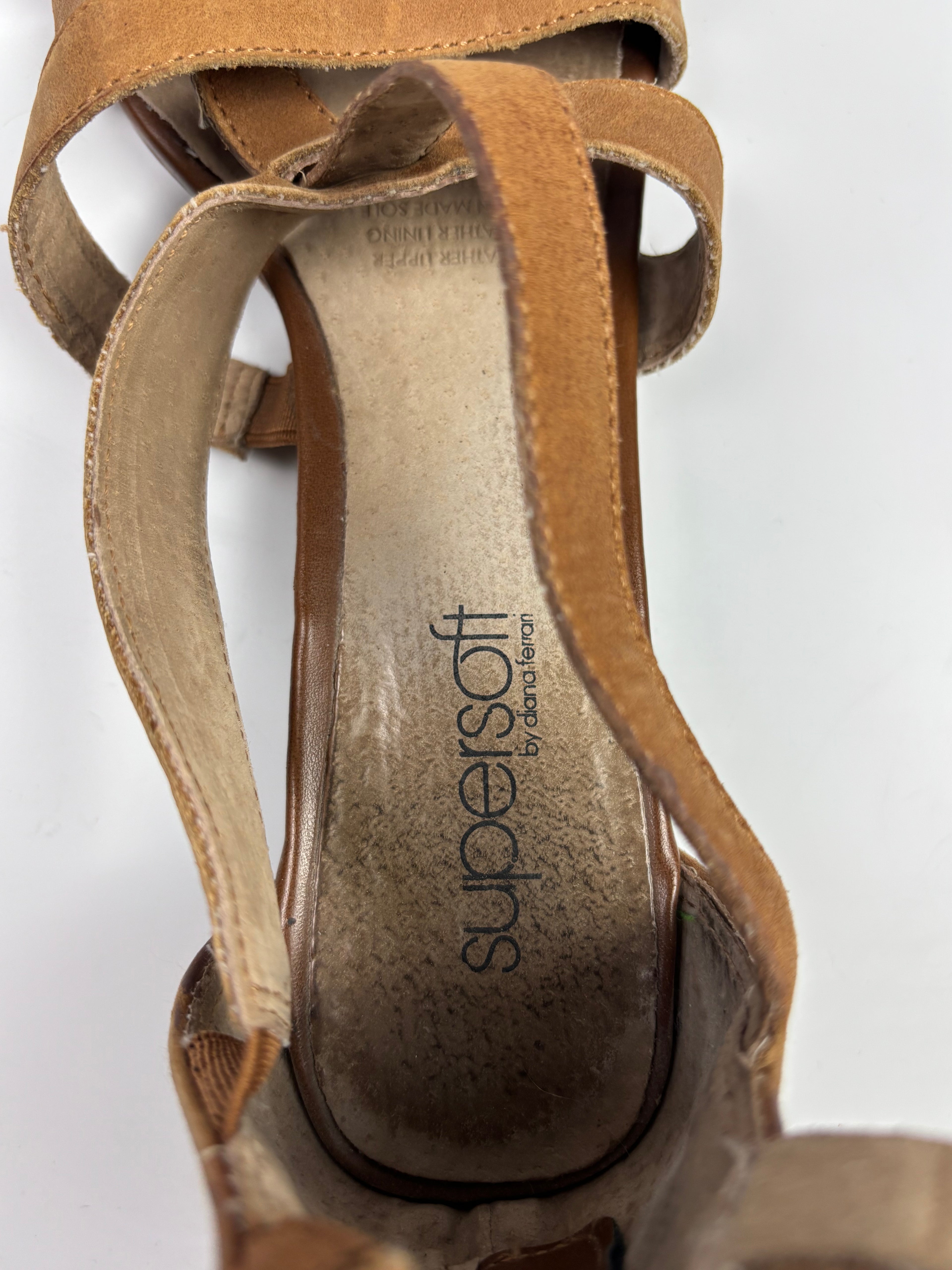 Diana Ferrari Supersoft Tan Strappy Sandals – Women’s Size 8