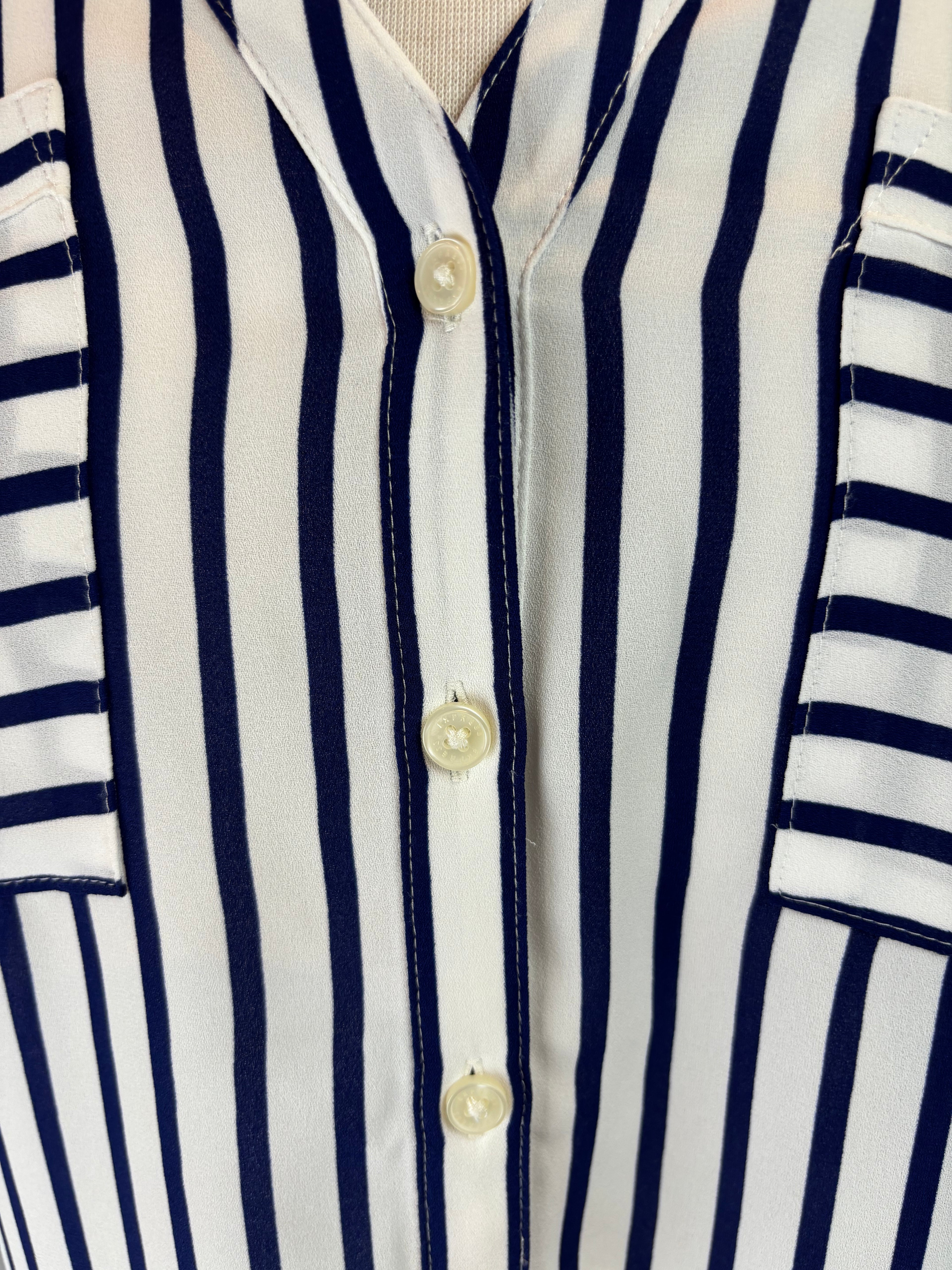 Blue & White Striped Button-Down Blouse — Express (Small Petite)
