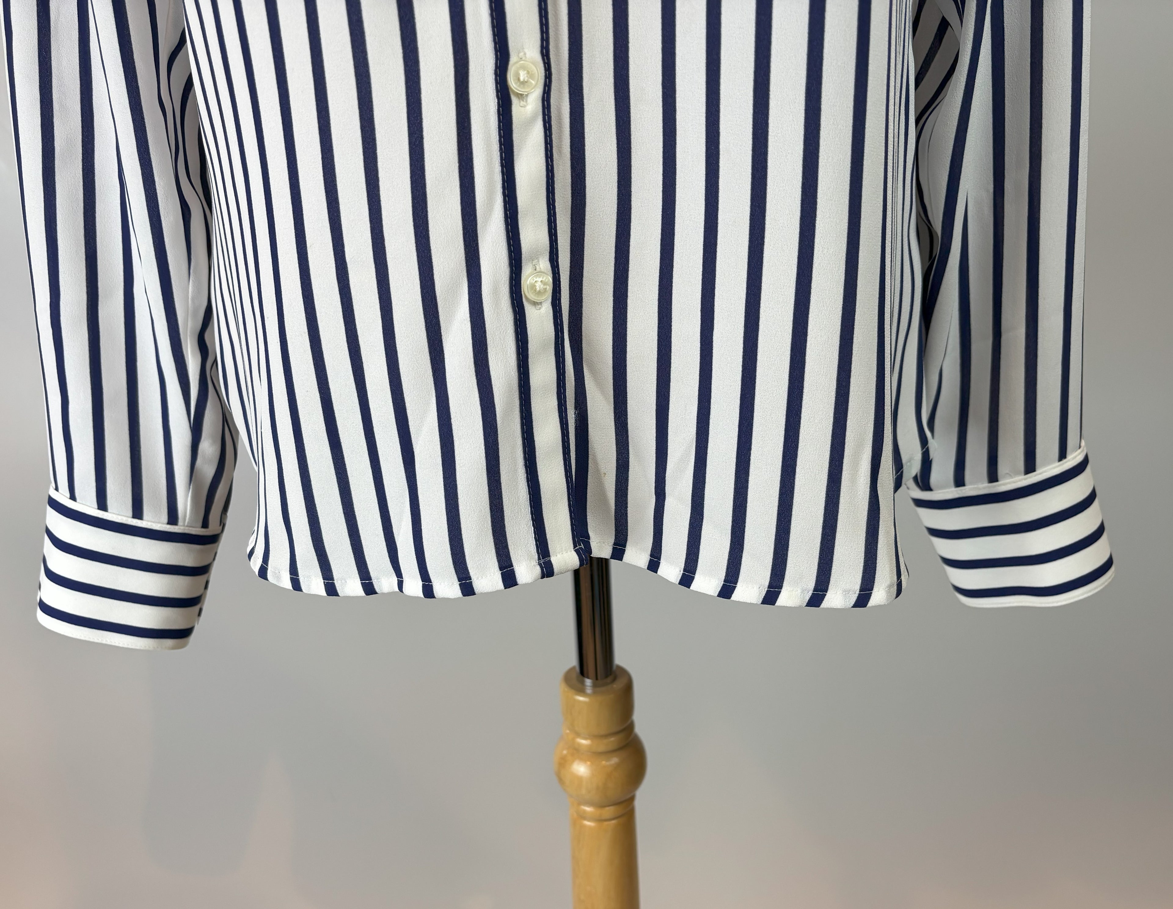 Blue & White Striped Button-Down Blouse — Express (Small Petite)