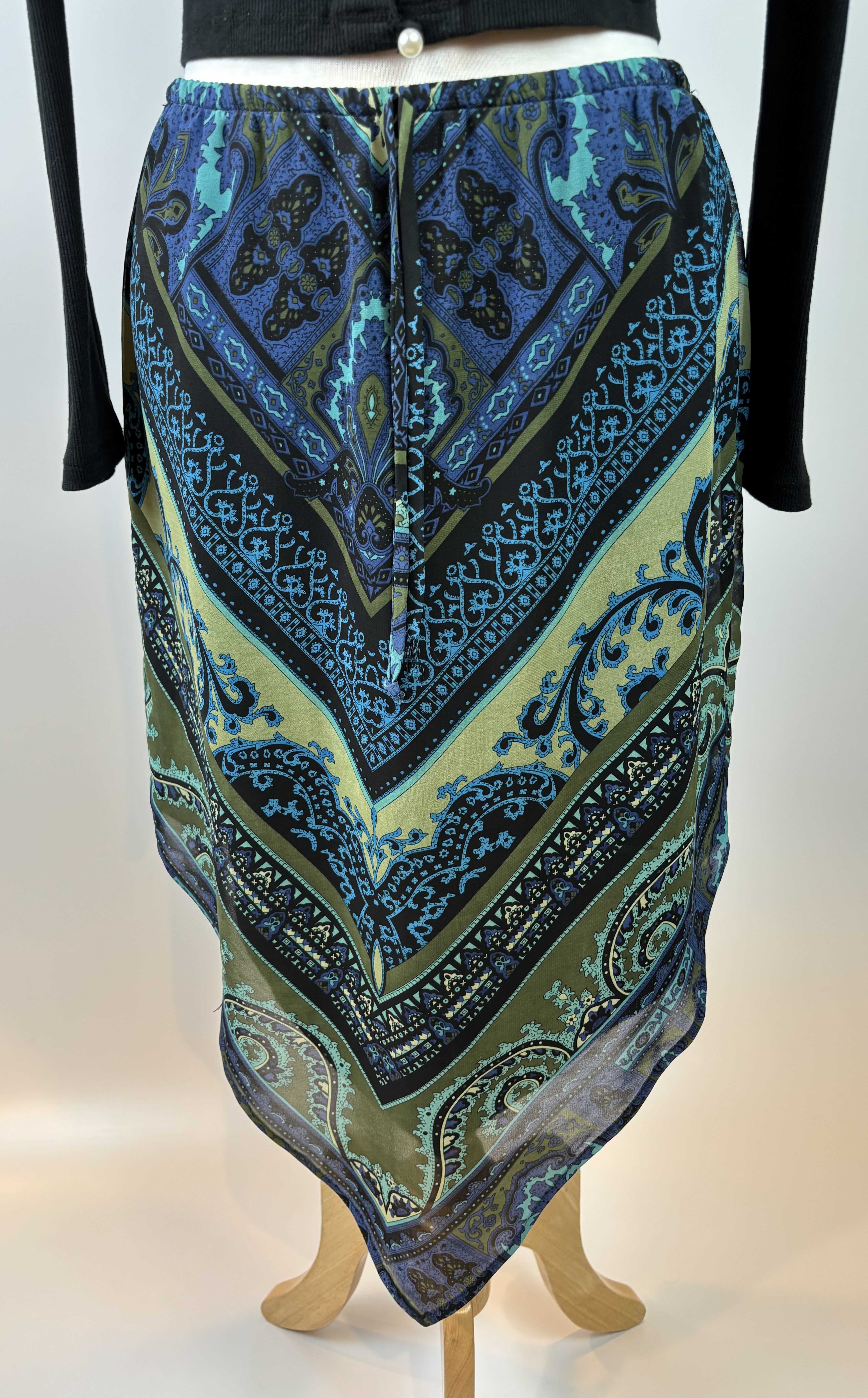 Vintage-Inspired Paisley Handkerchief Skirt - Small