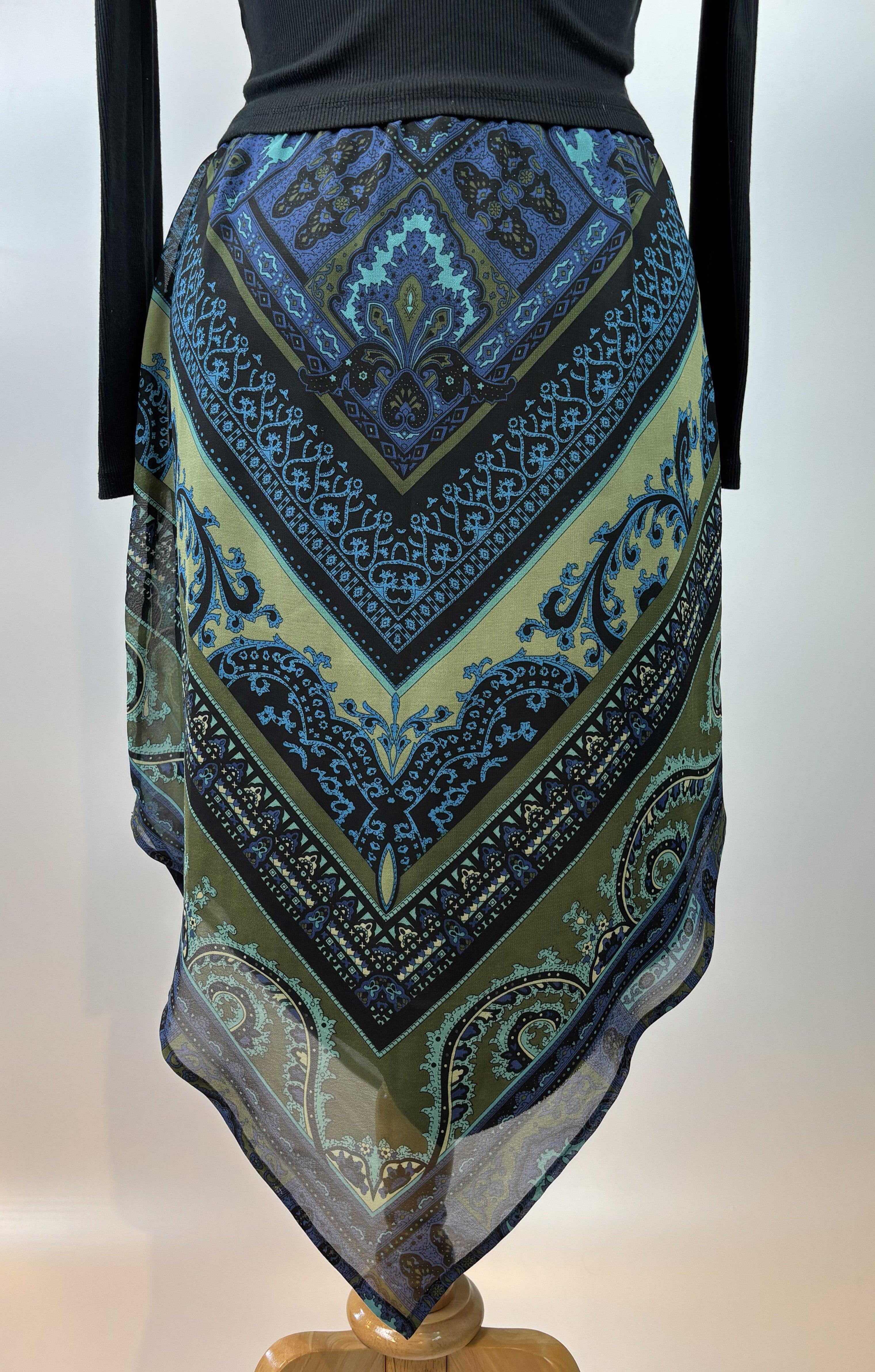 Vintage-Inspired Paisley Handkerchief Skirt - Small