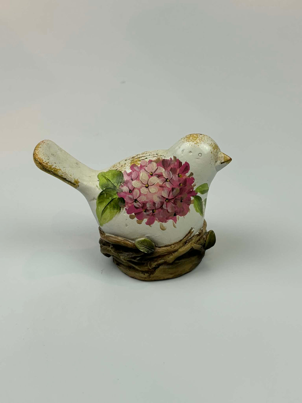 Hand-Painted Floral Bird Figurine