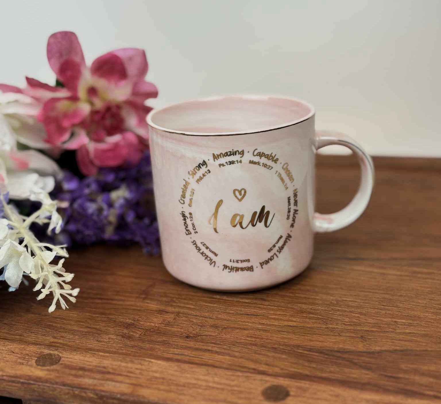 “I Am” Scripture Encouragement Mug — 14 oz