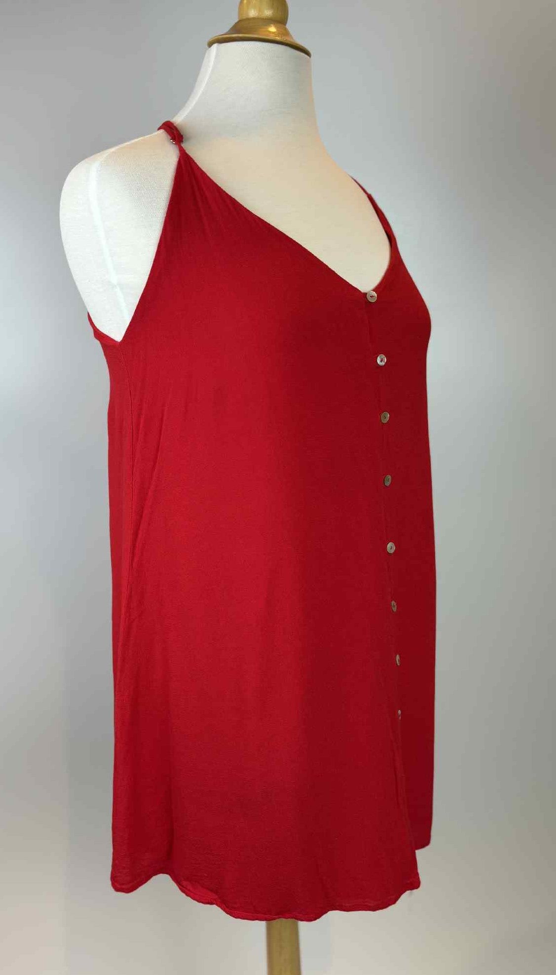 Ecoté Button-Front Red Cami Dress — Size Small