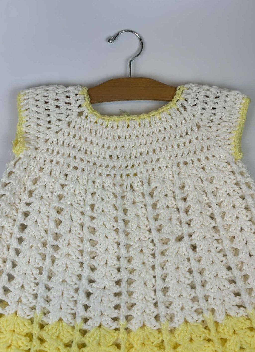 Hand-Crocheted Yellow & White Dress – Toddler Est. 2T-3T