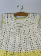 Hand-Crocheted Yellow & White Dress – Toddler Est. 2T-3T