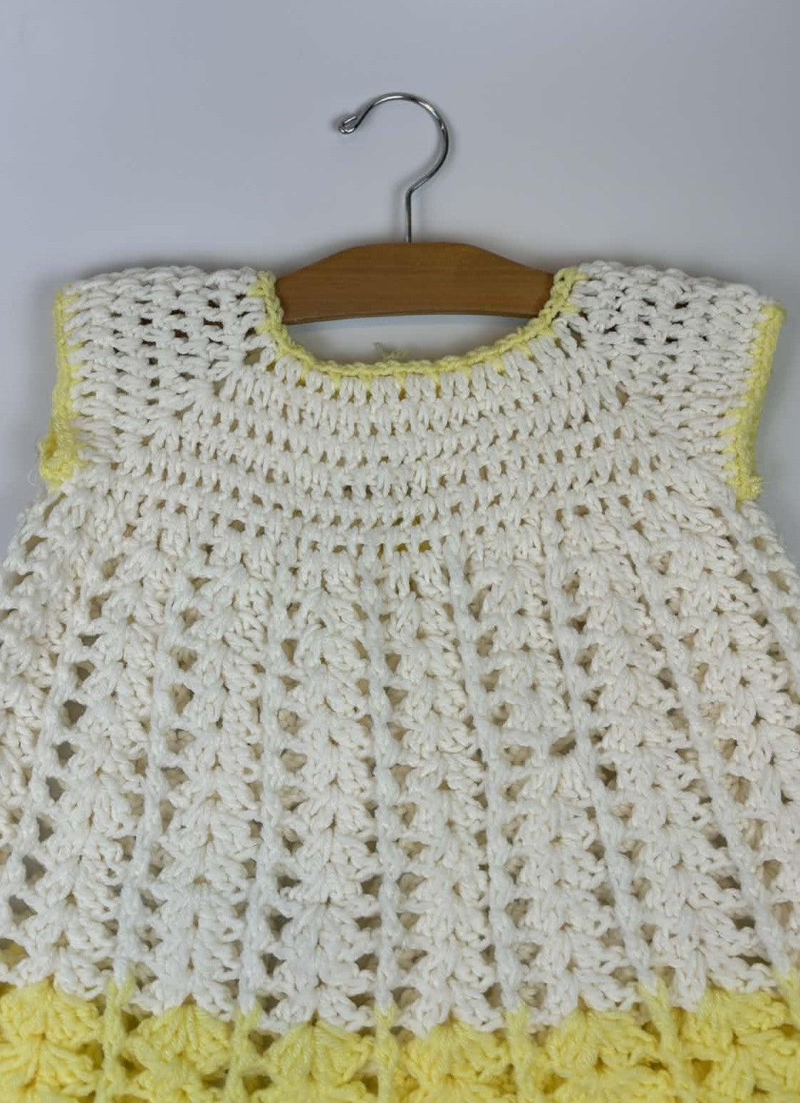 Hand-Crocheted Yellow & White Dress – Toddler Est. 2T-3T
