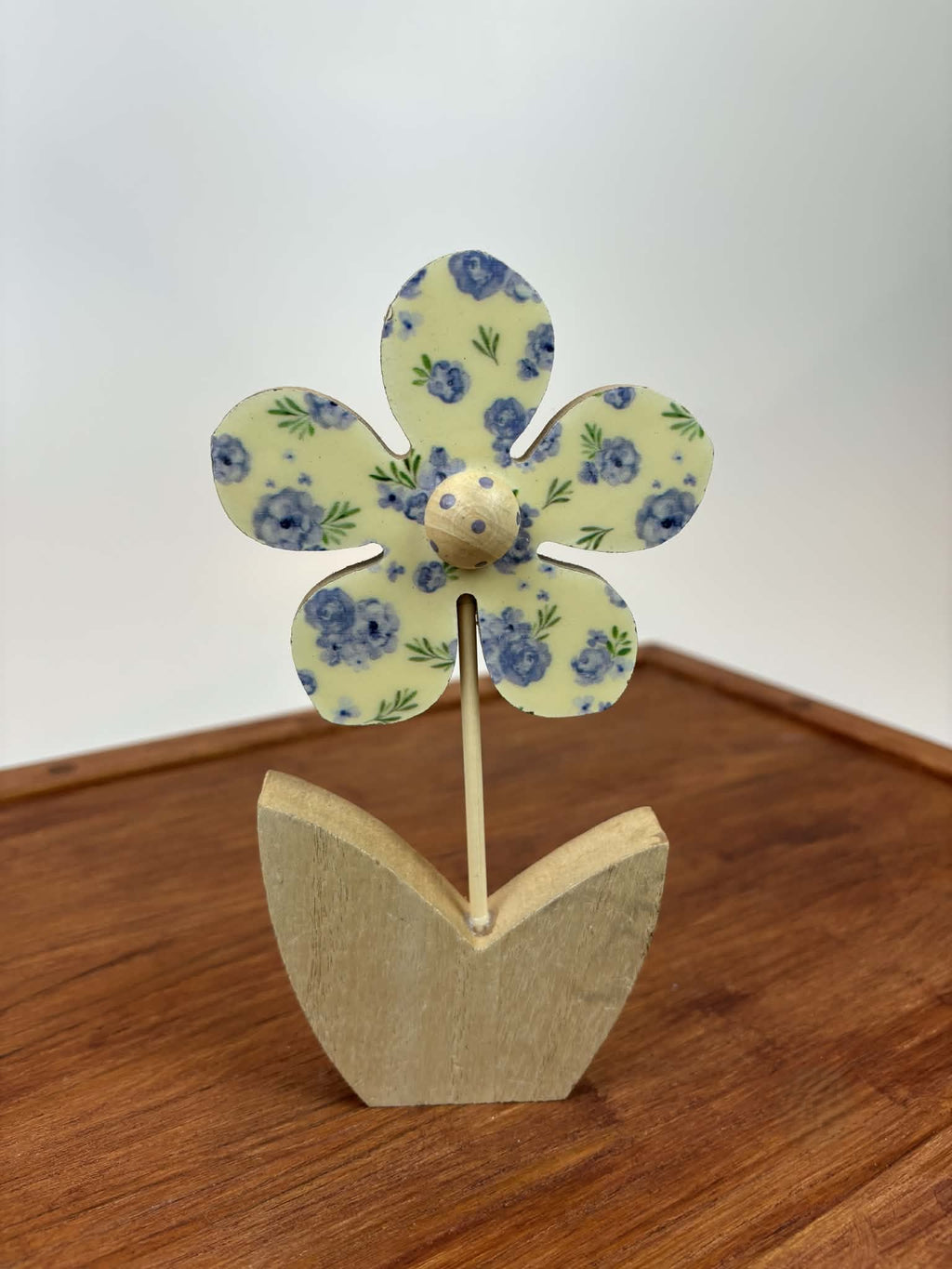 Blue Floral Wooden Decor Set (Set of 3)