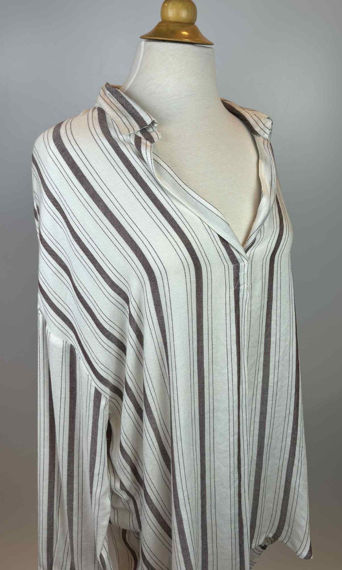 Perch by Blu-Pepper Striped Button-Front Blouse – 2XL