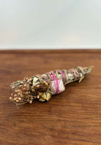 Hand-Tied Botanical Bundle with Crystal – Dried Floral Sage Bundle