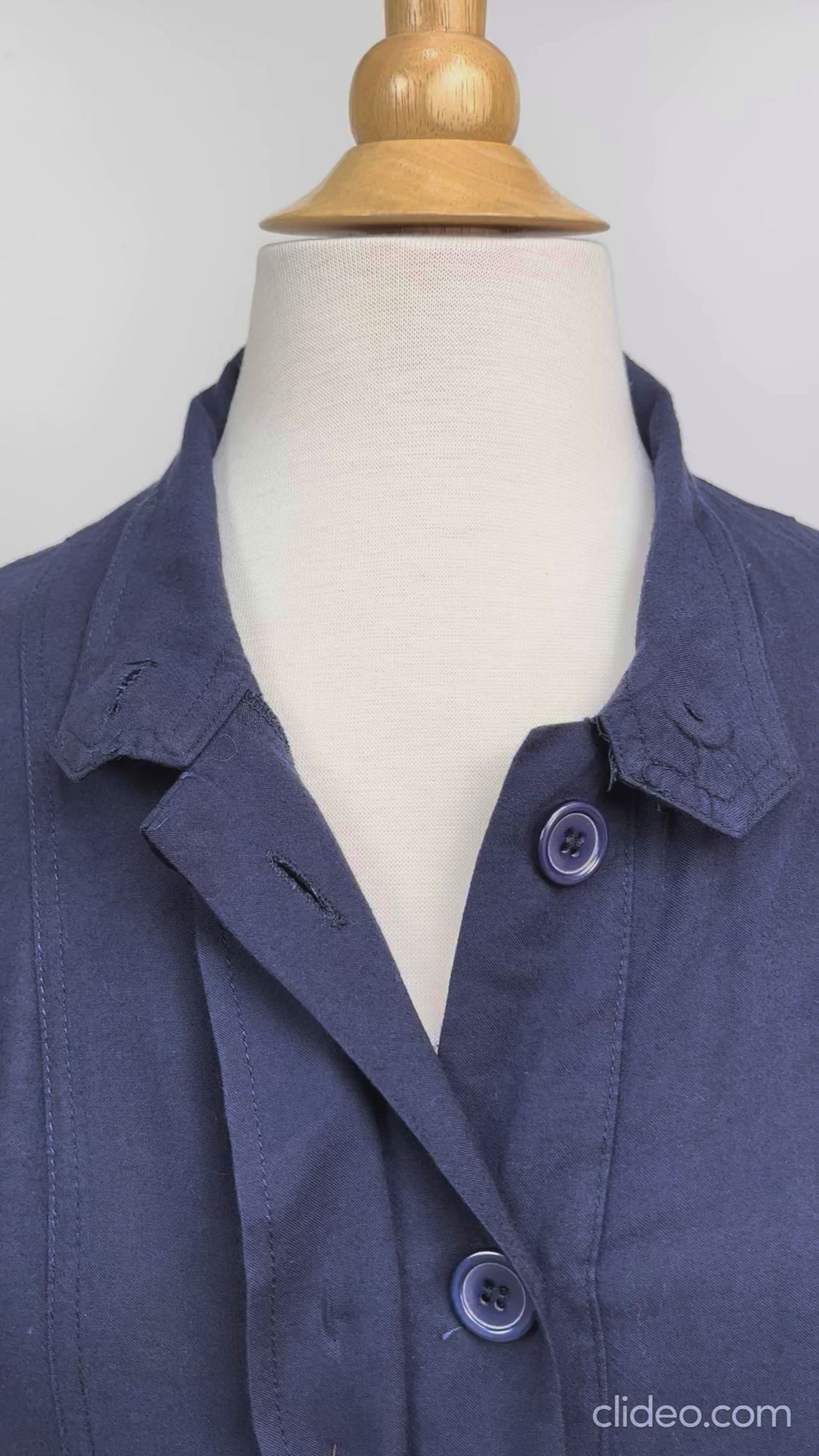 Navy Blue Button-Front Longline Shirt Jacket – Size Large