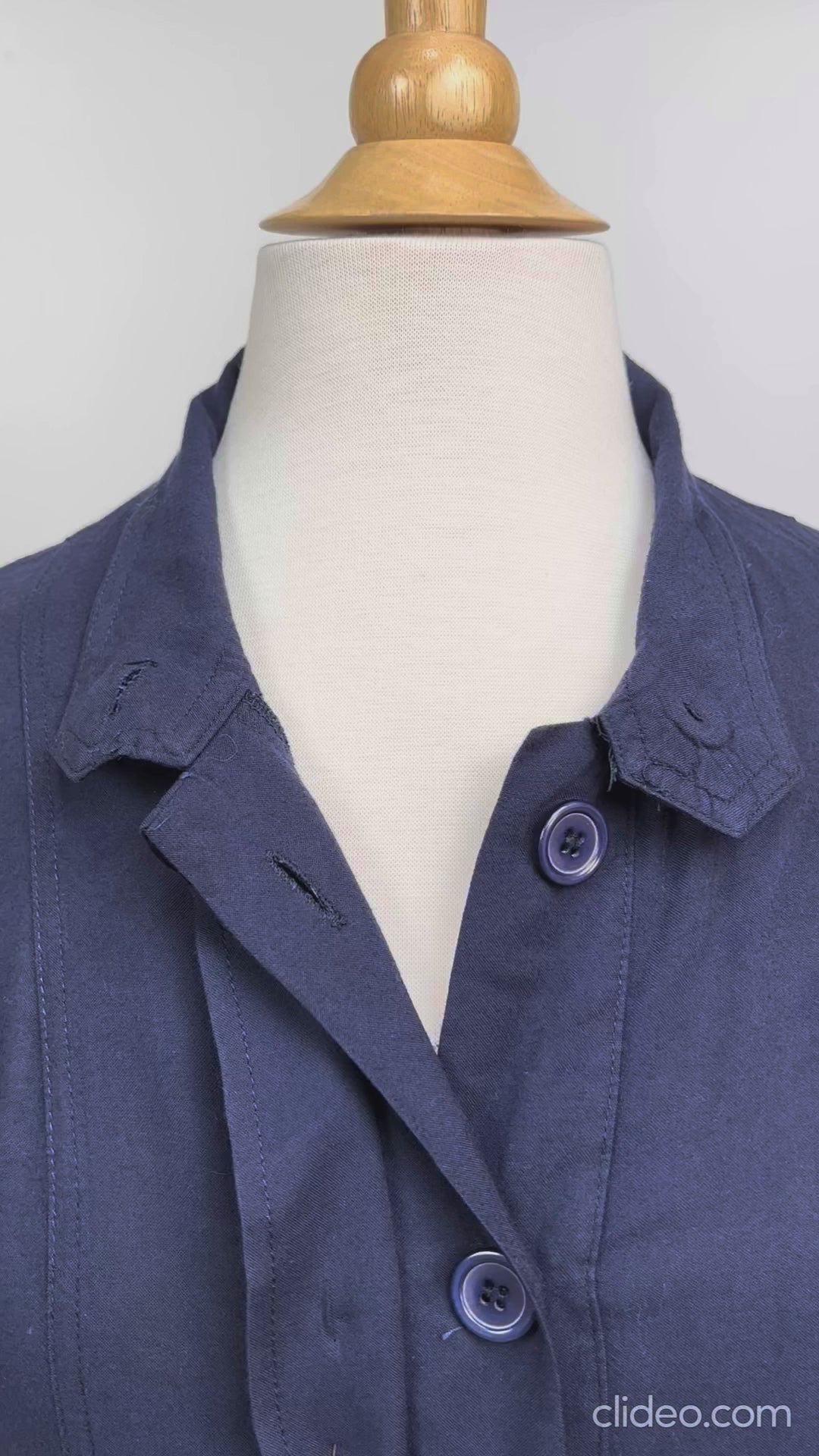 Navy Blue Button-Front Longline Shirt Jacket – Size Large